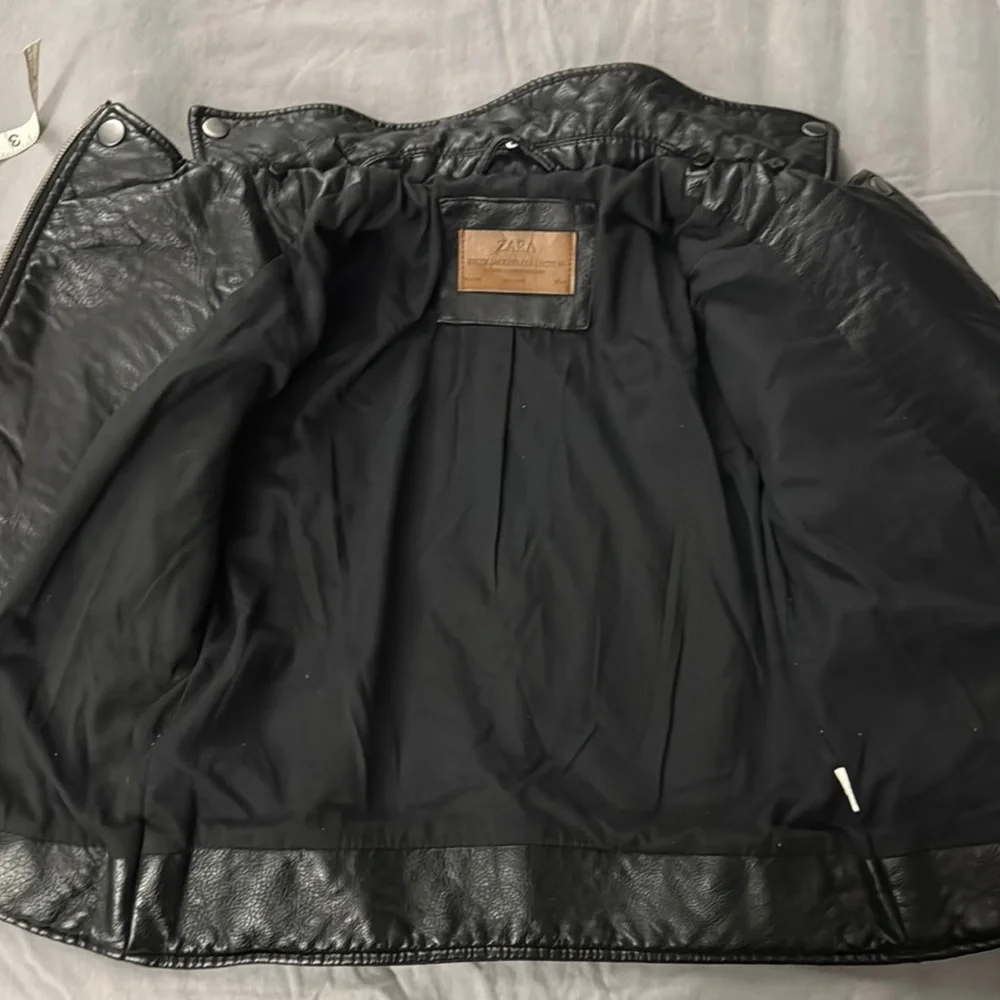 Zara Kids Black Leather Jacket - Picture 3 of 5